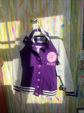 Justin Bieber Purple and White Women’s Varsity Jacket